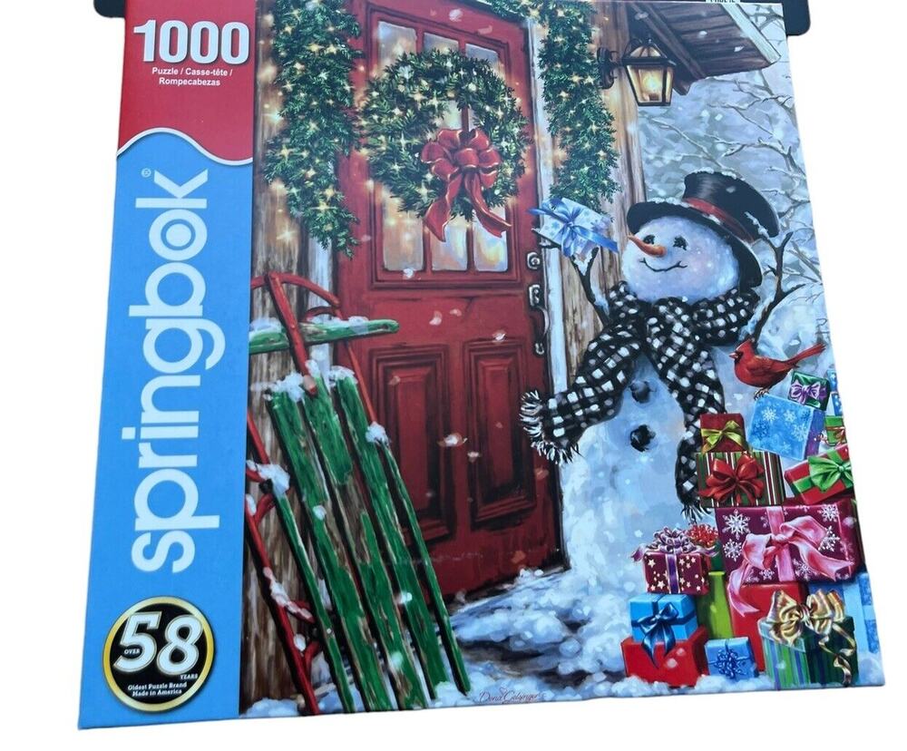 Springbok 1000pc Jigsaw Puzzle Delivering Gifts Snowman Christmas